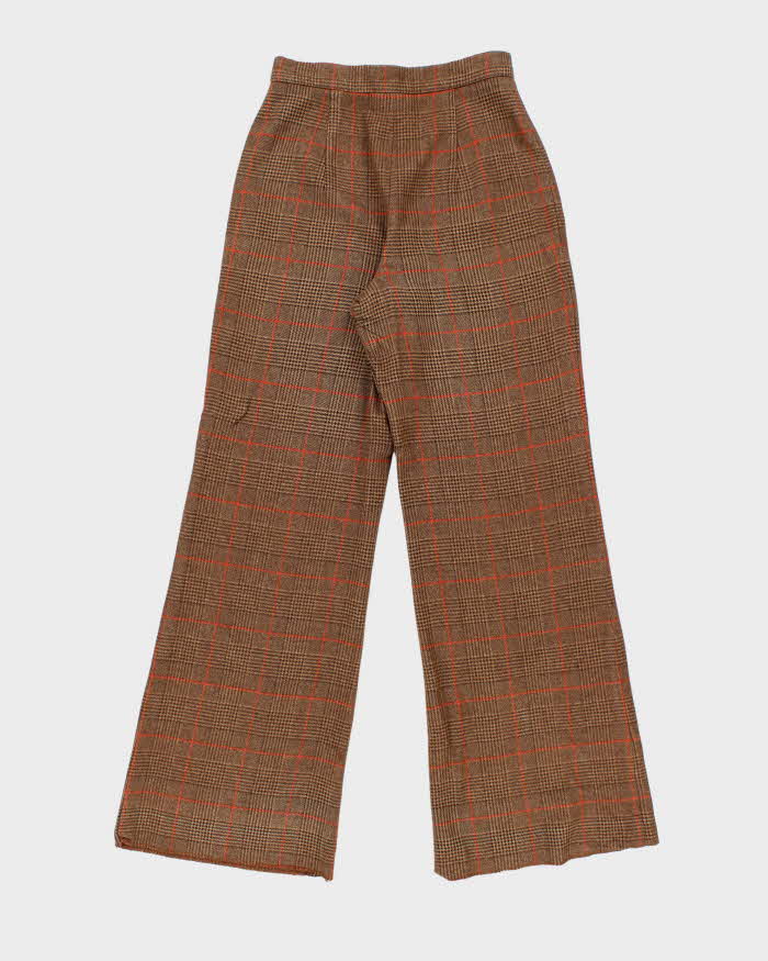Vintage 1970s Pant Man Wool Blend Women's Flared Tweed Trousers - W26 L32