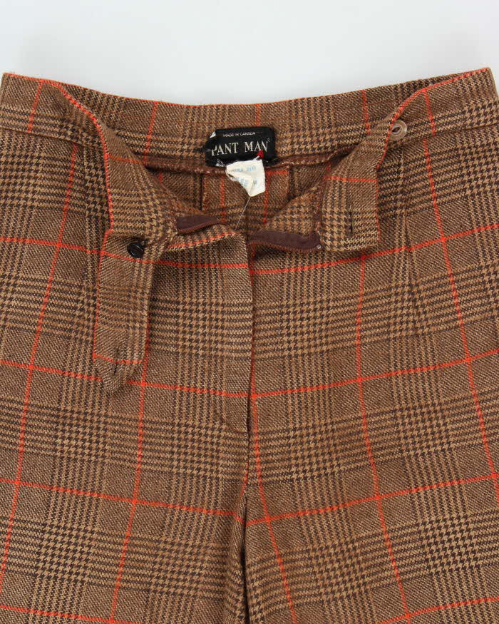 Vintage 1970s Pant Man Wool Blend Women's Flared Tweed Trousers - W26 L32