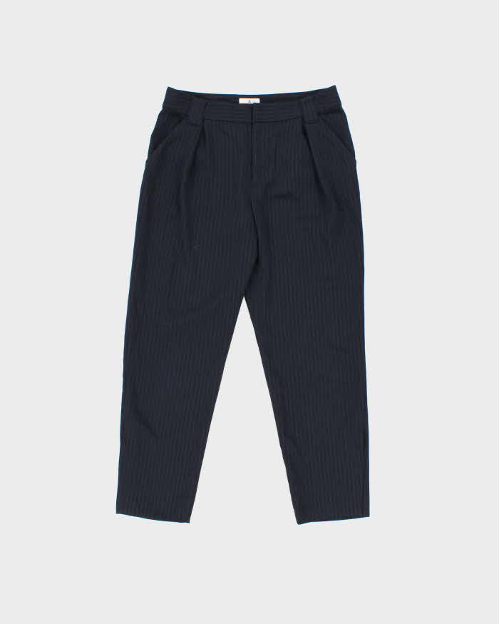 Vintage Lanvin En Bleu Pleated Pinstriped Women's Straight Leg Trousers - W29 L26