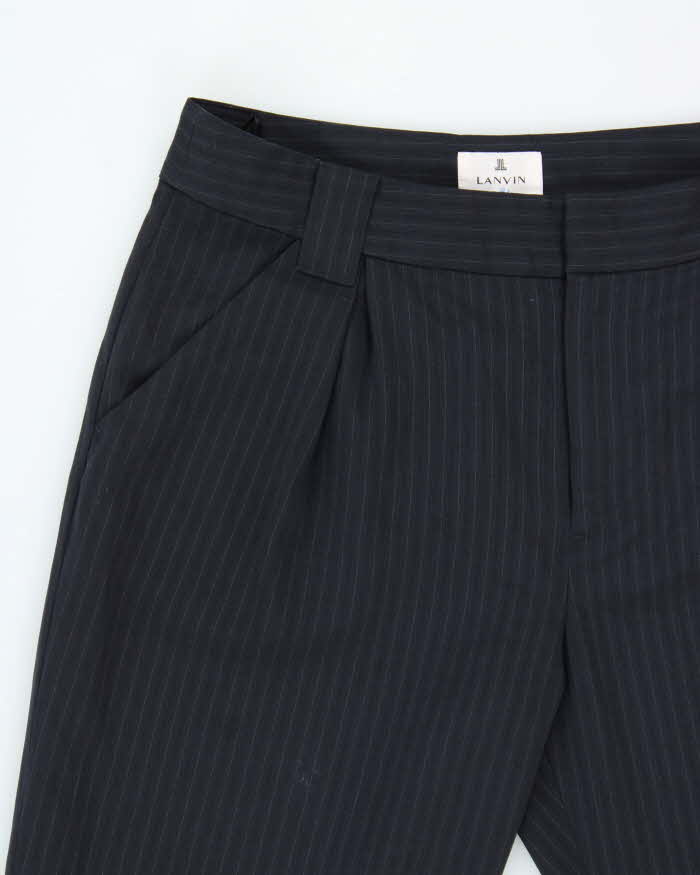 Vintage Lanvin En Bleu Pleated Pinstriped Women's Straight Leg Trousers - W29 L26