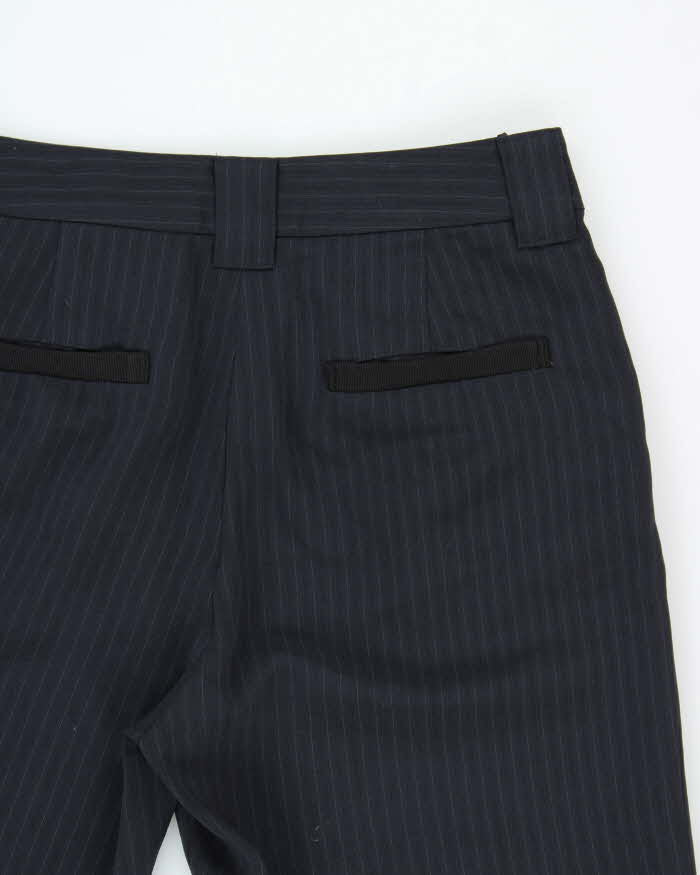 Vintage Lanvin En Bleu Pleated Pinstriped Women's Straight Leg Trousers - W29 L26