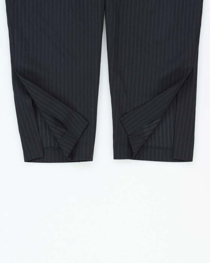 Vintage Lanvin En Bleu Pleated Pinstriped Women's Straight Leg Trousers - W29 L26