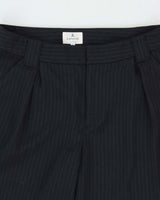 Vintage Lanvin En Bleu Pleated Pinstriped Women's Straight Leg Trousers - W29 L26