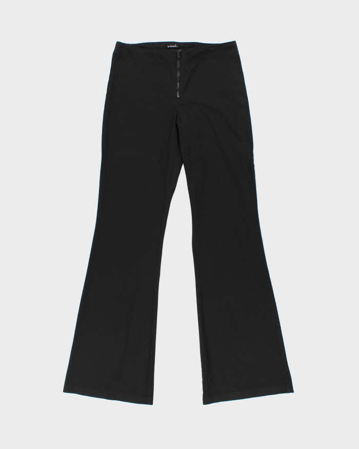 Vintage Y2K 00s Le Chateau Black Cotton Women's Flared Trousers - W28 L32