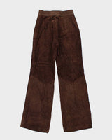 Vintage 1980s Hand Crafted Western Suede Women's High Waisted Flared Trousers - W24 L33
