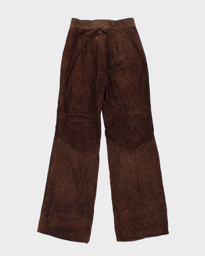 Vintage 1980s Hand Crafted Western Suede Women's High Waisted Flared Trousers - W24 L33