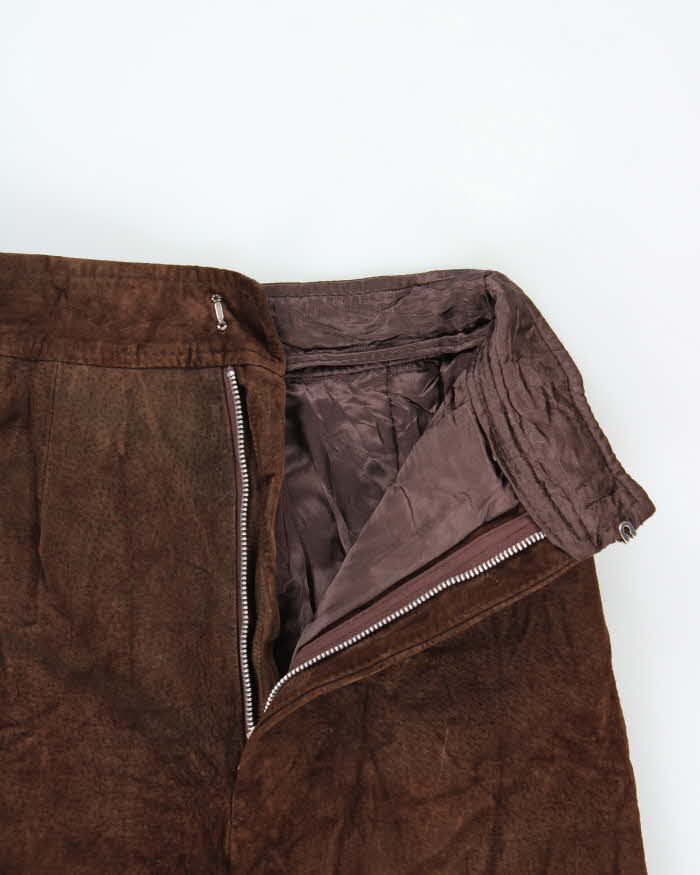 Vintage 1980s Hand Crafted Western Suede Women's High Waisted Flared Trousers - W24 L33