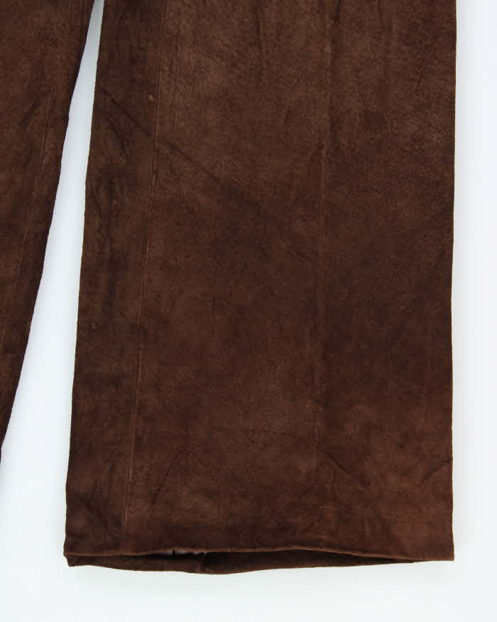 Vintage 1980s Hand Crafted Western Suede Women's High Waisted Flared Trousers - W24 L33