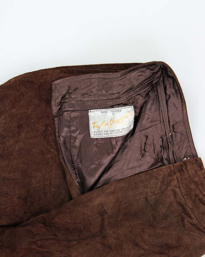 Vintage 1980s Hand Crafted Western Suede Women's High Waisted Flared Trousers - W24 L33