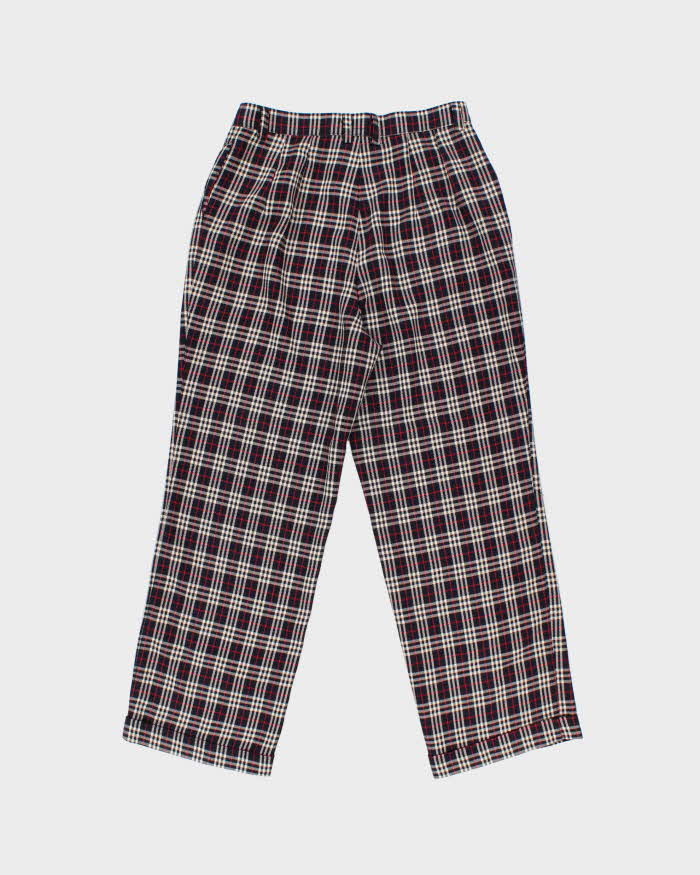 Vintage 1980s Lee Mode Women's Nova Check High Waisted Wool Blend Wide Leg Trousers - W28 L27
