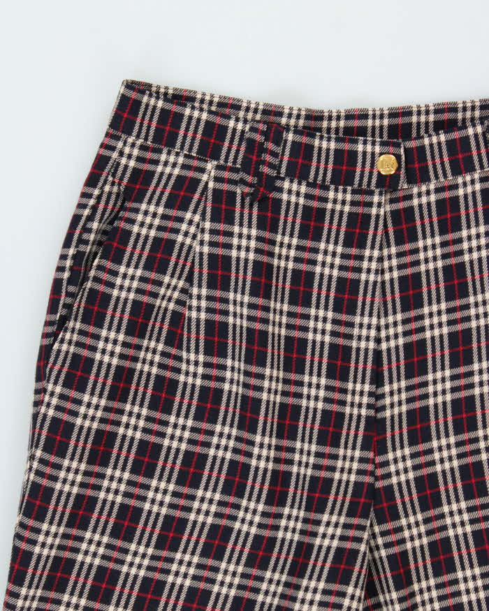 Vintage 1980s Lee Mode Women's Nova Check High Waisted Wool Blend Wide Leg Trousers - W28 L27