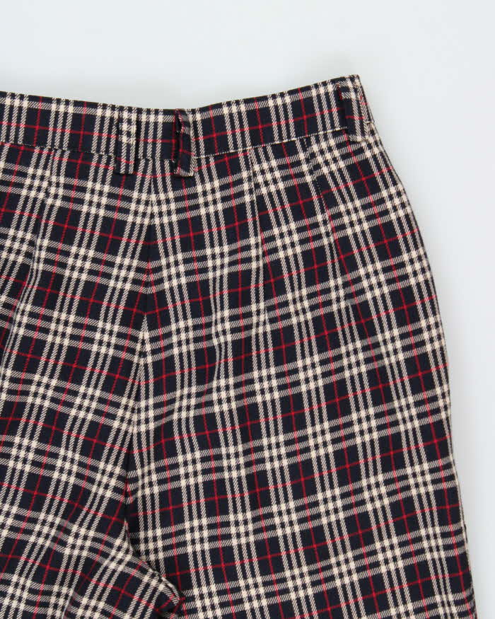 Vintage 1980s Lee Mode Women's Nova Check High Waisted Wool Blend Wide Leg Trousers - W28 L27