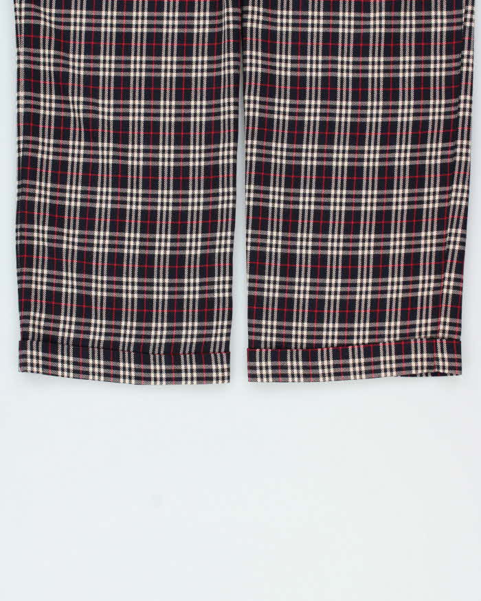 Vintage 1980s Lee Mode Women's Nova Check High Waisted Wool Blend Wide Leg Trousers - W28 L27