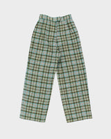 Vintage 1960s Women's Wool Tartan High Waisted Wide Leg Trousers - W25 L27