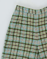 Vintage 1960s Women's Wool Tartan High Waisted Wide Leg Trousers - W25 L27