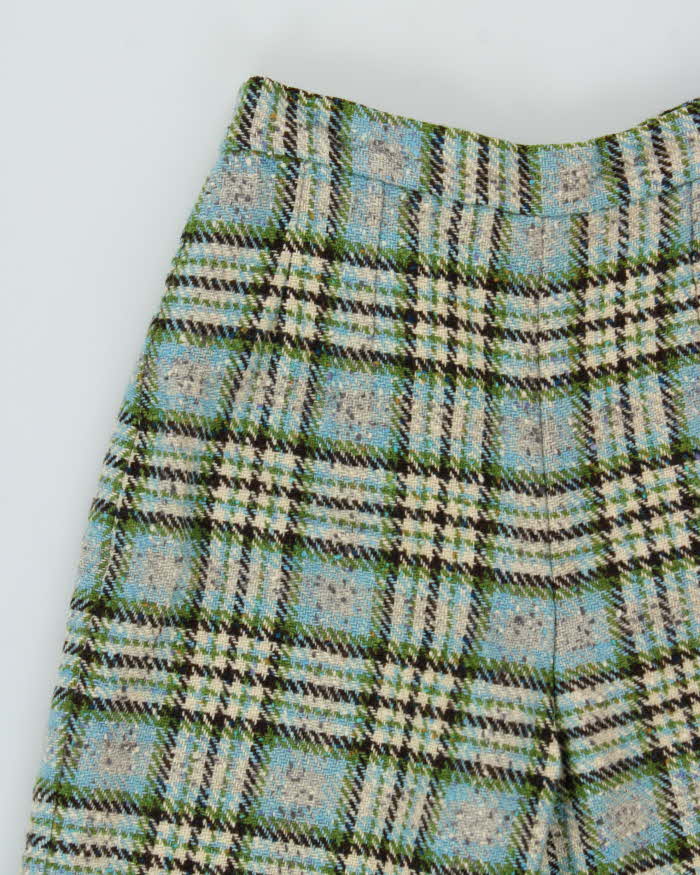 Vintage 1960s Women's Wool Tartan High Waisted Wide Leg Trousers - W25 L27