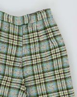 Vintage 1960s Women's Wool Tartan High Waisted Wide Leg Trousers - W25 L27