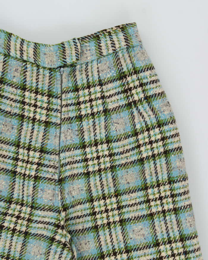 Vintage 1960s Women's Wool Tartan High Waisted Wide Leg Trousers - W25 L27
