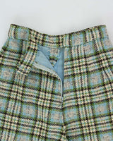 Vintage 1960s Women's Wool Tartan High Waisted Wide Leg Trousers - W25 L27