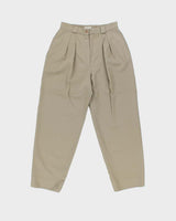 Vintage 1980s Emporio Armani Women's Khaki Wool Double Pleated High Waisted Wide Leg Suit Trousers - W26 L27