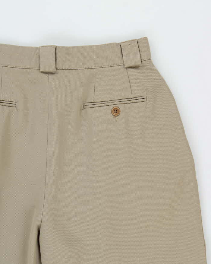 Vintage 1980s Emporio Armani Women's Khaki Wool Double Pleated High Waisted Wide Leg Suit Trousers - W26 L27