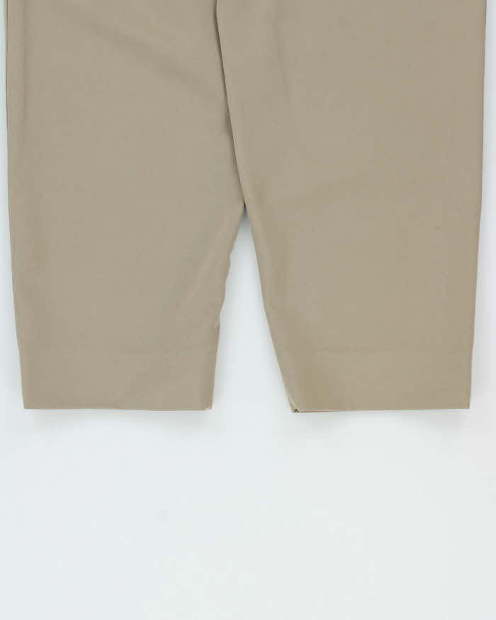 Vintage 1980s Emporio Armani Women's Khaki Wool Double Pleated High Waisted Wide Leg Suit Trousers - W26 L27