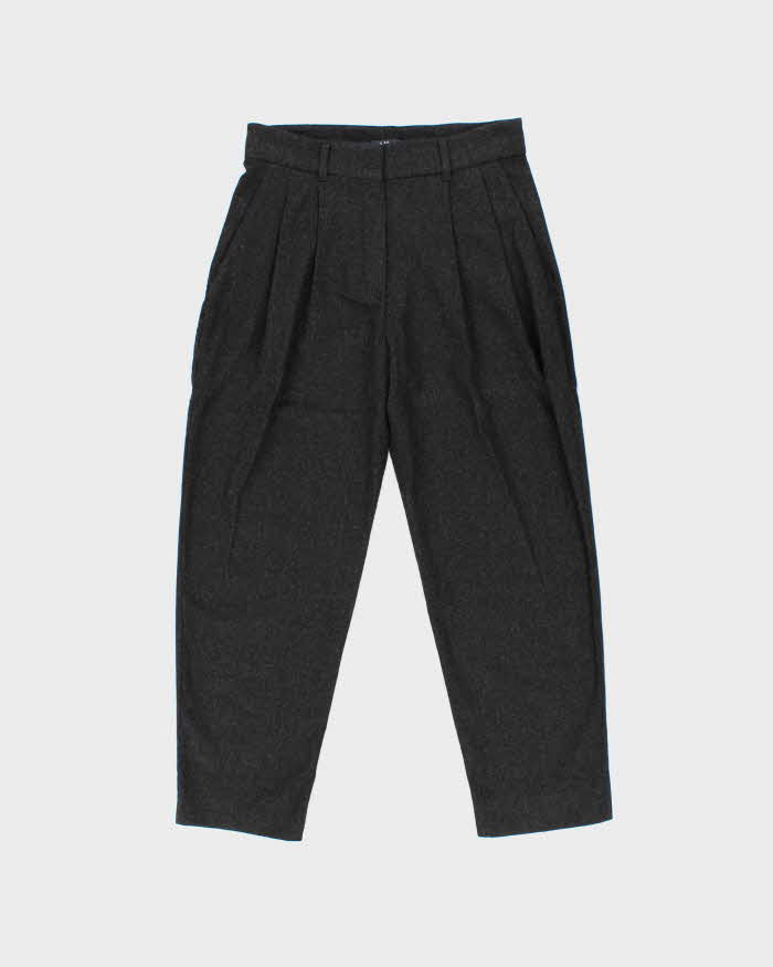 Vintage S'MaxMara Women's Double Pleated High Waisted Wool Relaxed Straight Leg Trousers - W30 L26