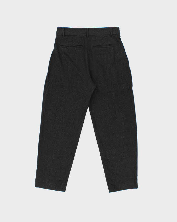 Vintage S'MaxMara Women's Double Pleated High Waisted Wool Relaxed Straight Leg Trousers - W30 L26