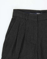 Vintage S'MaxMara Women's Double Pleated High Waisted Wool Relaxed Straight Leg Trousers - W30 L26