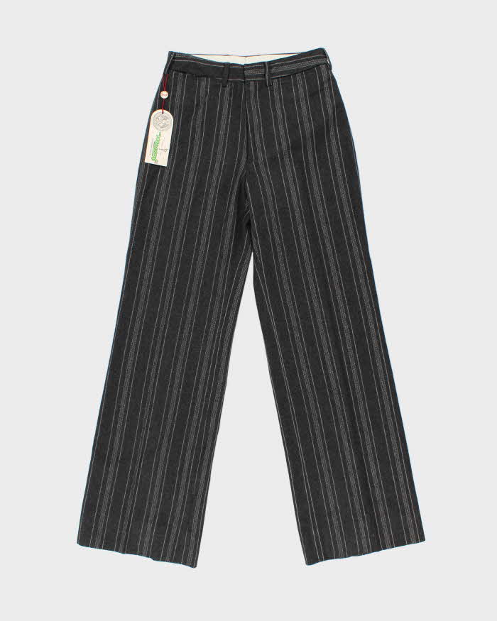 DSWT Vintage 1970s Macont Italy Women's High Waisted Wool Striped Wide Leg Bootcut Trousers - W27 L31