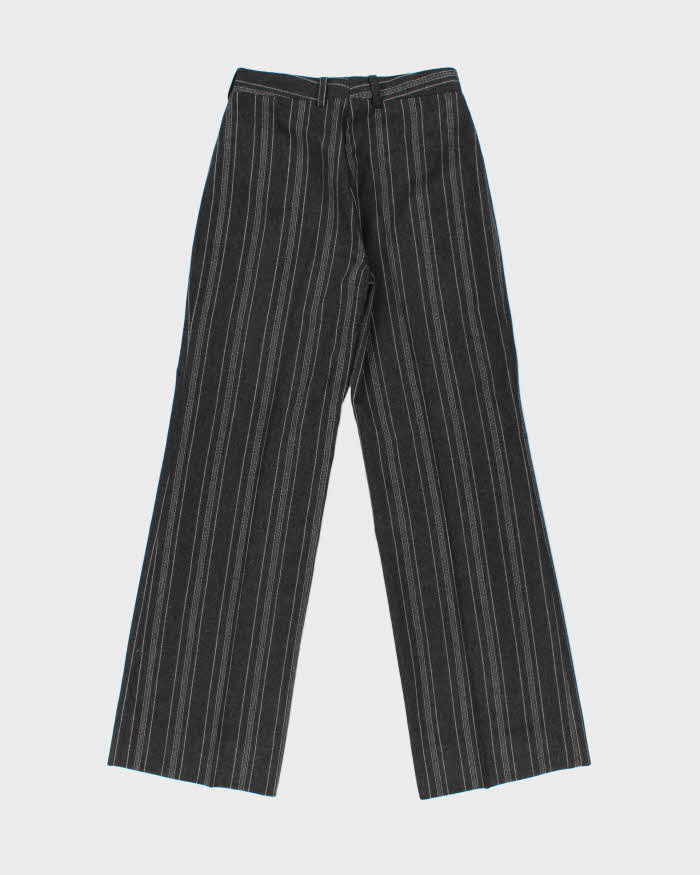 DSWT Vintage 1970s Macont Italy Women's High Waisted Wool Striped Wide Leg Bootcut Trousers - W27 L31