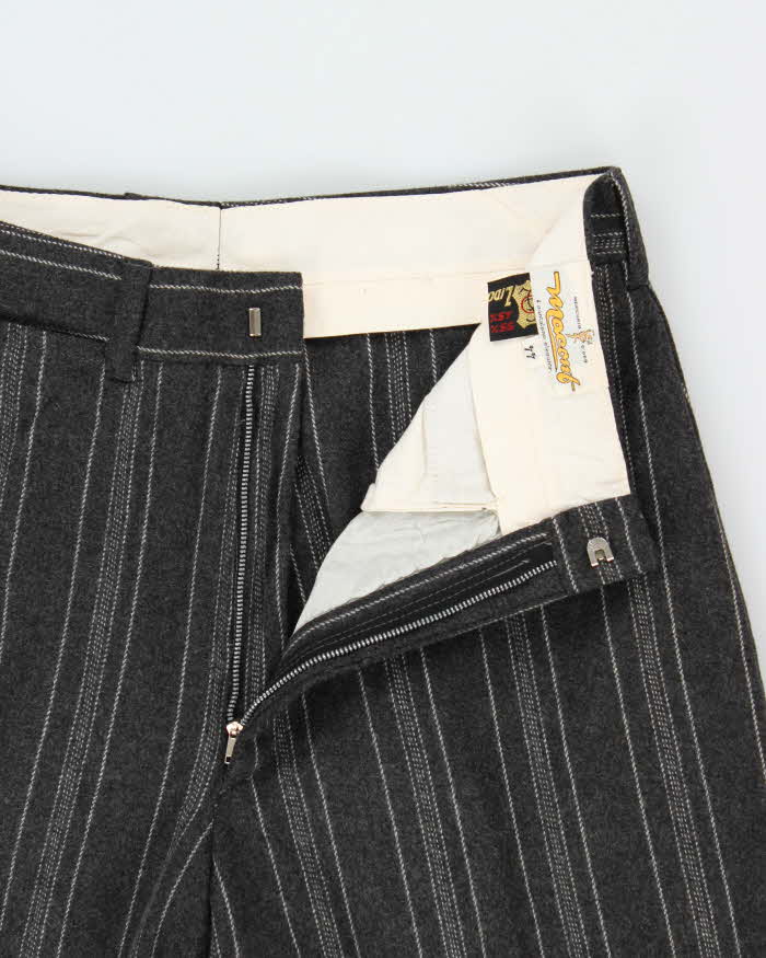 DSWT Vintage 1970s Macont Italy Women's High Waisted Wool Striped Wide Leg Bootcut Trousers - W27 L31