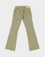 Vintage Y2K 00s True Religion Women's Khaki Low Rise Joey Flared Trousers - W26 L32