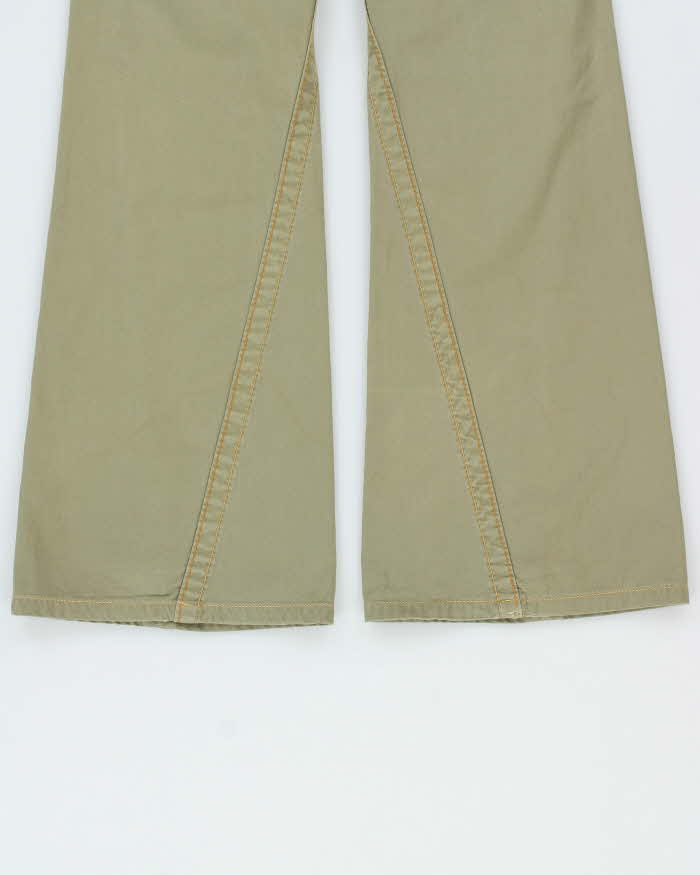 Vintage Y2K 00s True Religion Women's Khaki Low Rise Joey Flared Trousers - W26 L32