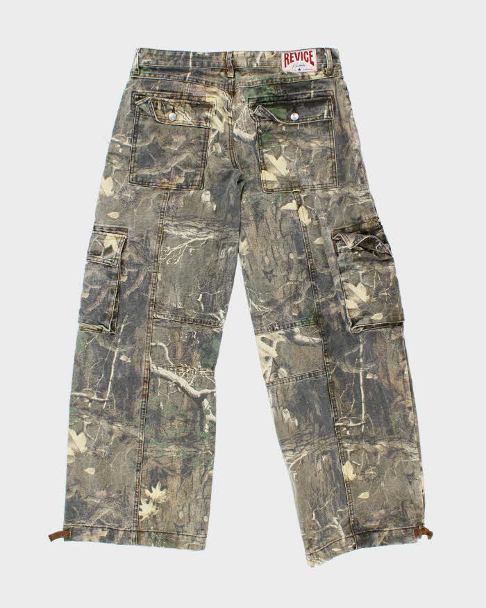 Revice Women's Made In USA Heavyweight Oakland Realtree Camo Canvas Low Rise Ultra Wide Leg Utility Trousers - W38 L32