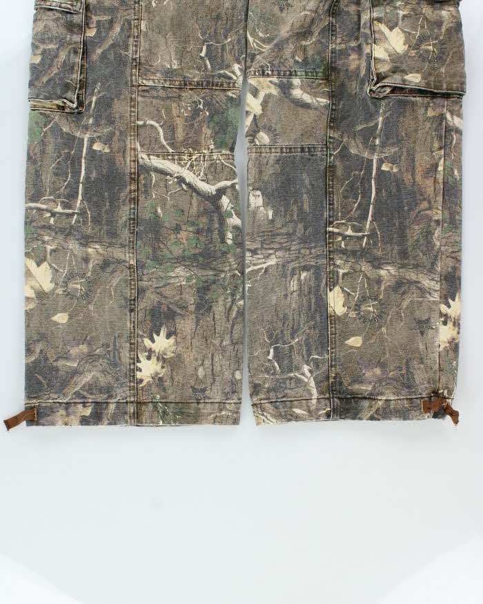 Revice Women's Made In USA Heavyweight Oakland Realtree Camo Canvas Low Rise Ultra Wide Leg Utility Trousers - W38 L32