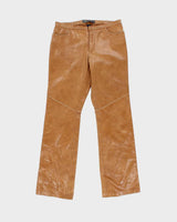 Vintage 2001 Y2K Gap Women's Tan Leather Low-Rise Bootcut Trousers - W30 L32