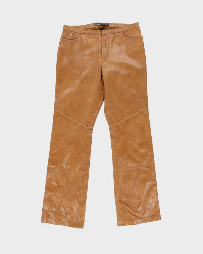 Vintage 2001 Y2K Gap Women's Tan Leather Low-Rise Bootcut Trousers - W30 L32