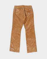 Vintage 2001 Y2K Gap Women's Tan Leather Low-Rise Bootcut Trousers - W30 L32