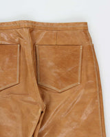 Vintage 2001 Y2K Gap Women's Tan Leather Low-Rise Bootcut Trousers - W30 L32