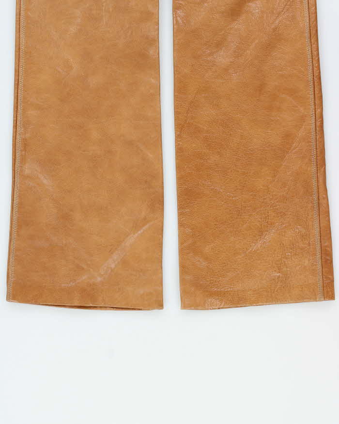 Vintage 2001 Y2K Gap Women's Tan Leather Low-Rise Bootcut Trousers - W30 L32