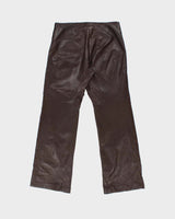 Vintage Y2K 00s Danier Women's Chocolate Brown Leather Made In Canada Mid-Rise Bootcut Trousers - W32 L30