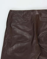 Vintage Y2K 00s Danier Women's Chocolate Brown Leather Made In Canada Mid-Rise Bootcut Trousers - W32 L30