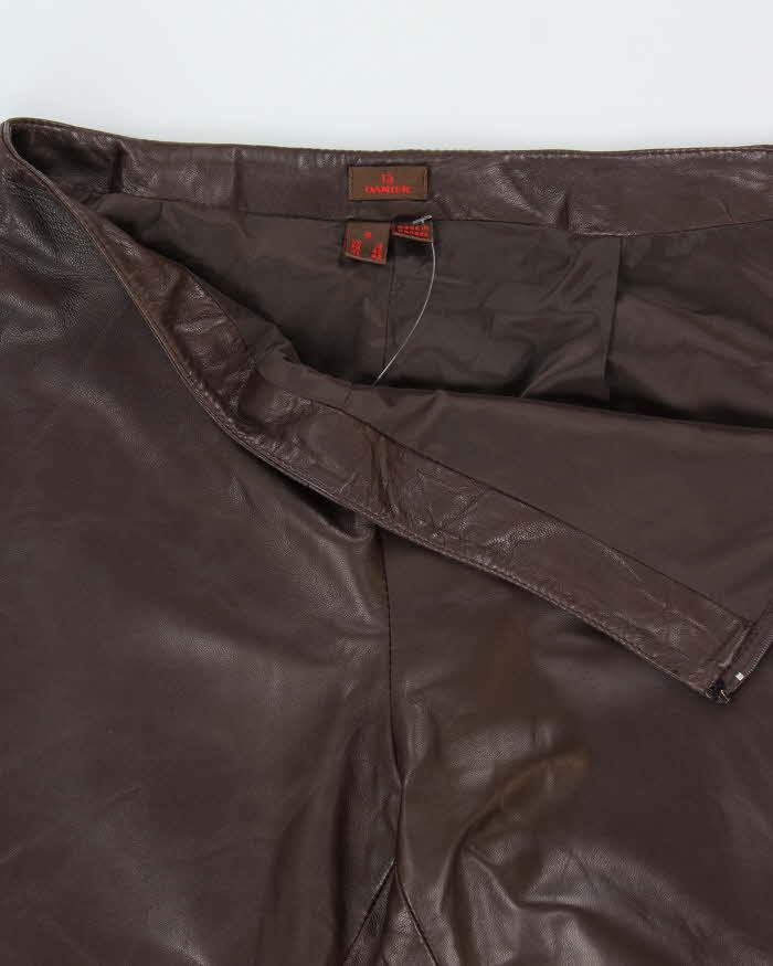 Vintage Y2K 00s Danier Women's Chocolate Brown Leather Made In Canada Mid-Rise Bootcut Trousers - W32 L30