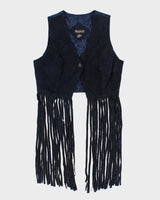 Vintage 70s Passport Navy Fringe Waistcoat - S