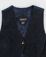 Vintage 70s Passport Navy Fringe Waistcoat - S