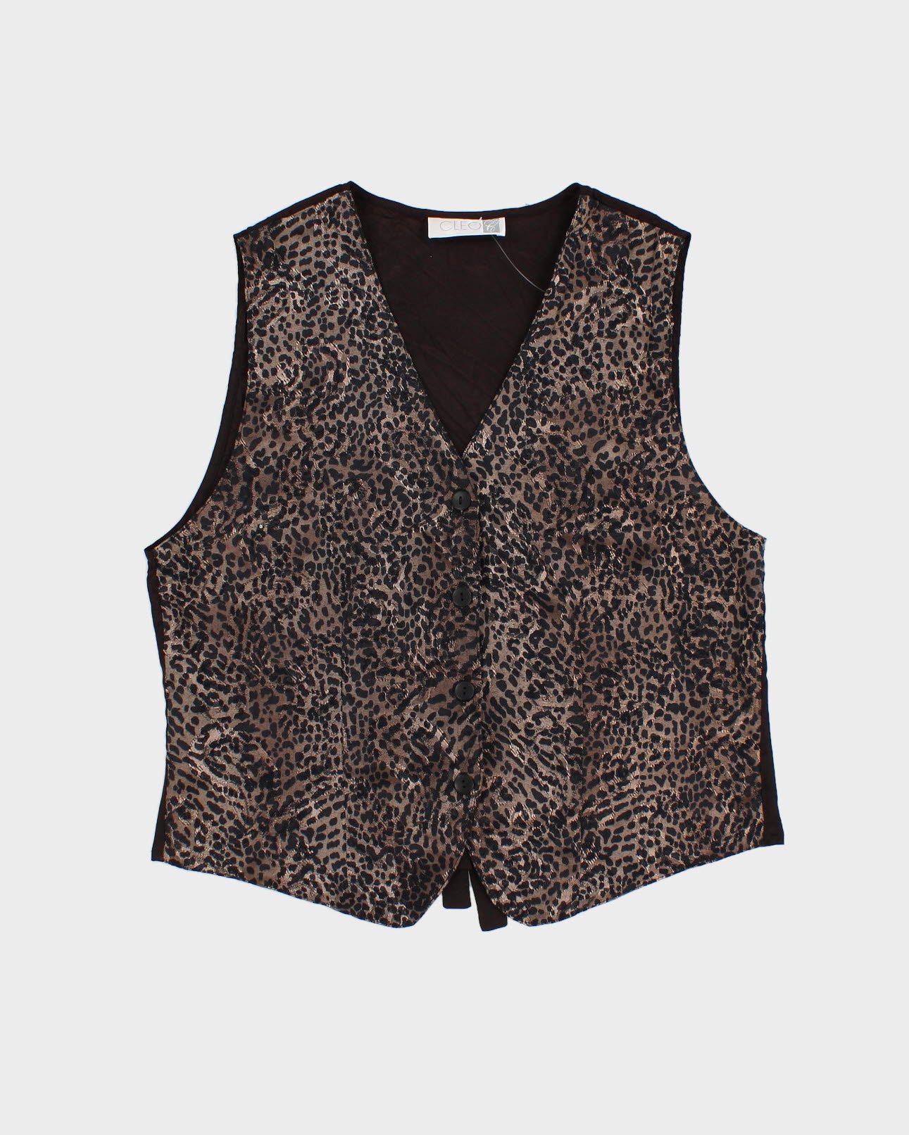 Vintage 80s Cleo Leopard Print Waistcoat - M