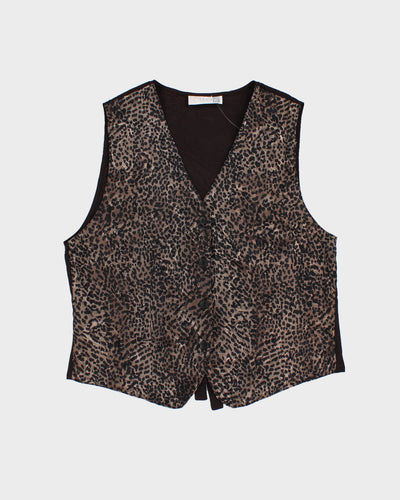 Vintage 80s Cleo Leopard Print Waistcoat - M