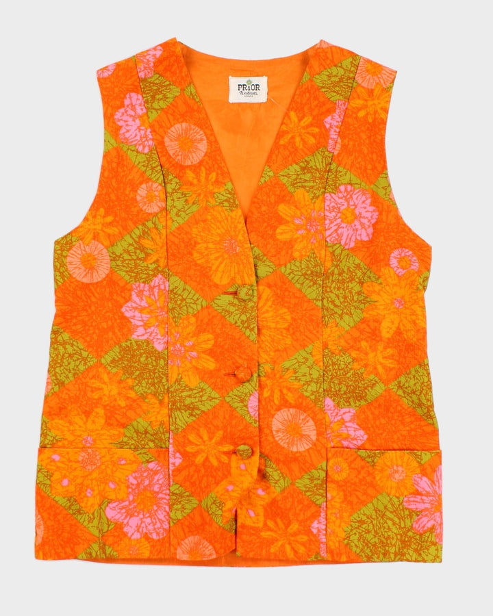 Vintage 60s Style Prior Westerns Denver Floral Vest - M
