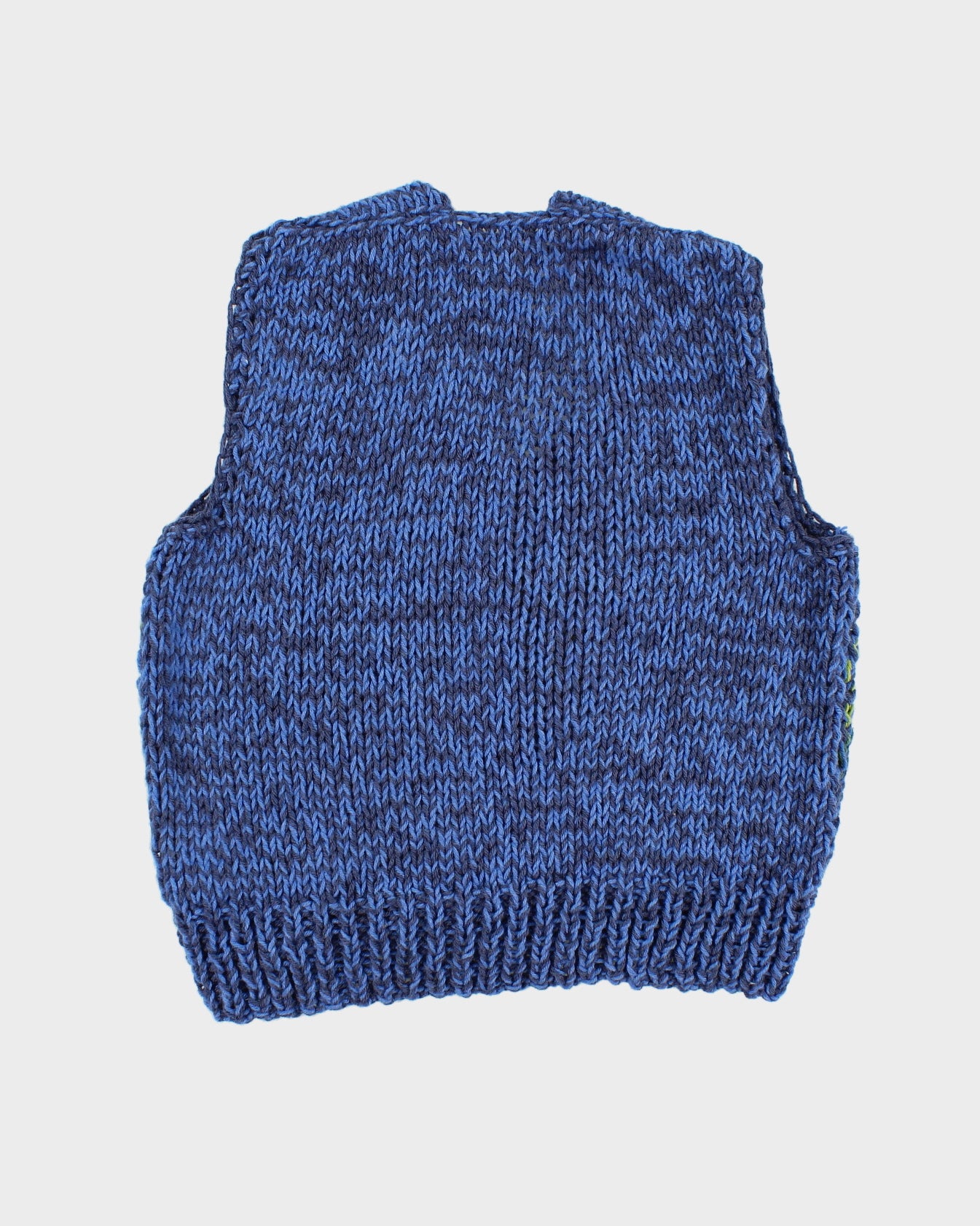 Womens Hand Knit Blue Patterned Vest - M